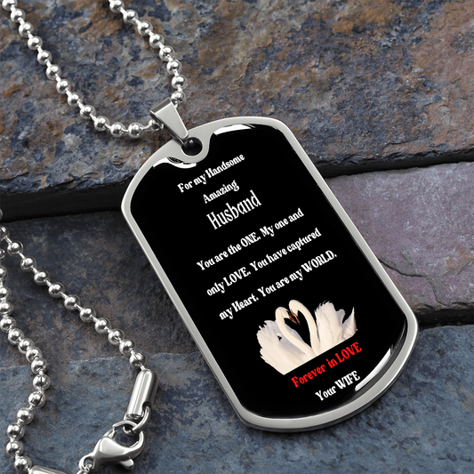 handsome amazing husband dog tag