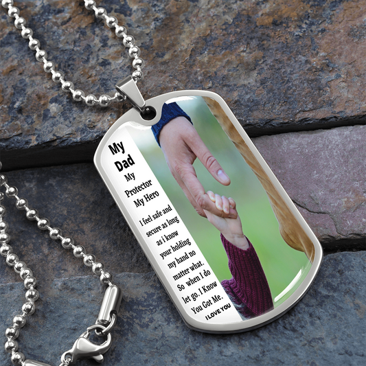 Dog tag hold my hand dad