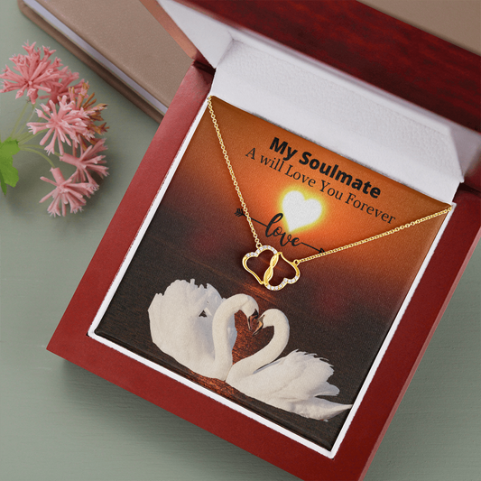 double heart necklace swans my soulmate