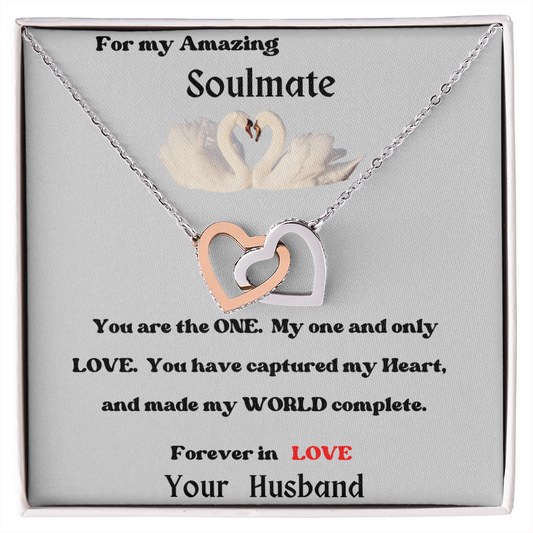 Interlocking heart necklace, My Amazing Soulmate